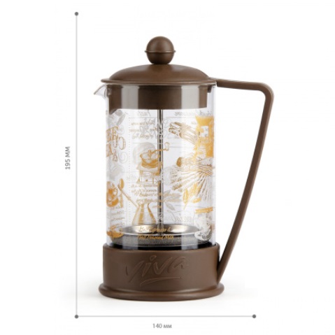 Чайник заварочный жаропрочное стекло "Френч-пресс" 600мл "Viva la Vida" Корич.(BF-750)"Barouge"*1/30 Чайник заварочный жаропрочное стекло "Френч-пресс" 600мл "Viva la Vida" Корич.(BF-750)"Barouge"*1/30