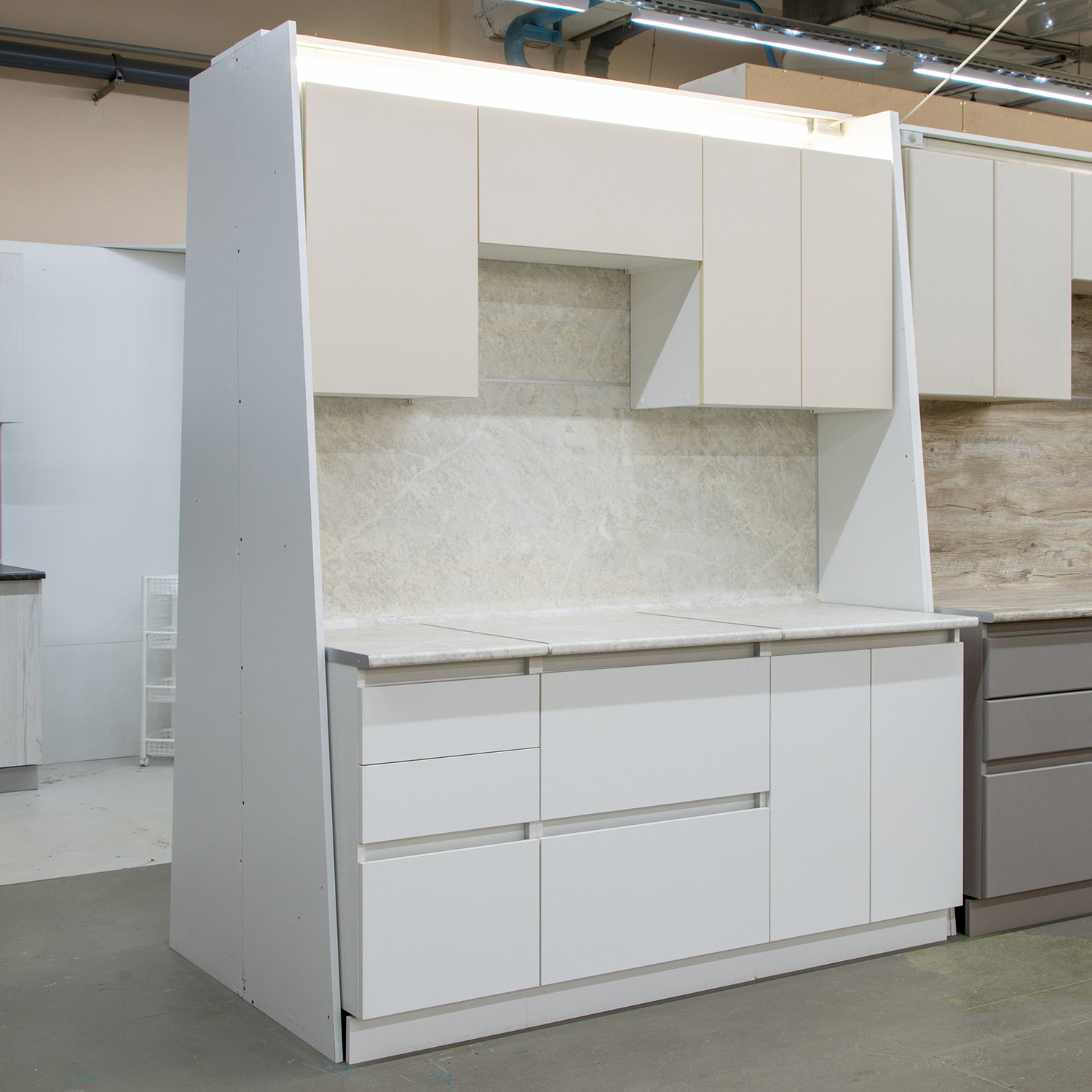 Шкаф навесной 400х676х290 мм BROZEX-WOOD Стиль, с дверцей, белый / светло-бежевый