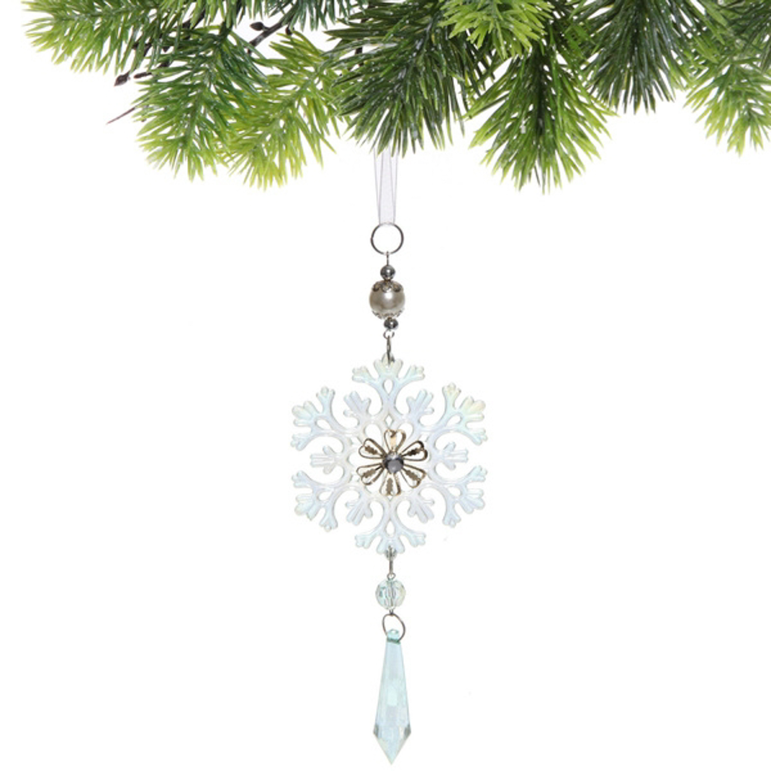 Подвеска "Ледяная снежинка" 8,5*20 см, Зелёный
