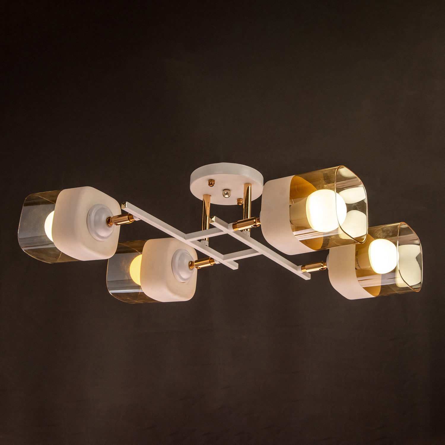 Люстра "Камелия" 4хЕ27 40Вт бело-золотой 56х56х27см 9408299 S=12м2