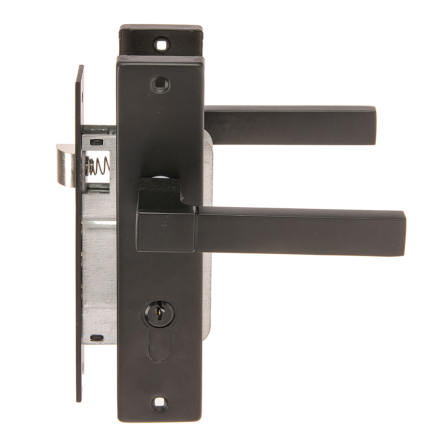 Замок врезной 61,5мм черный 709К Нора-М *1/20