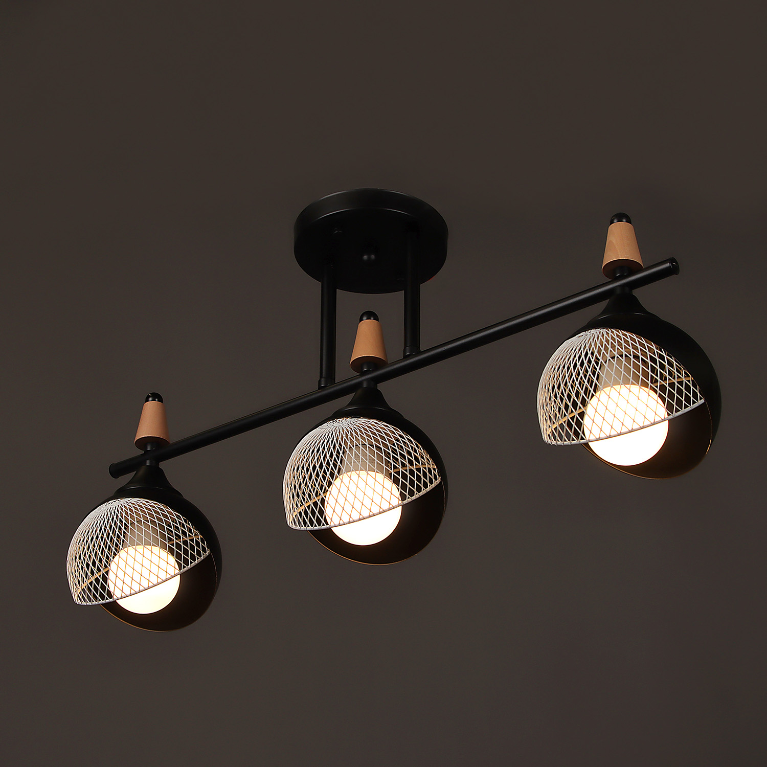 Люстра N6418/3 BK+WOOD 3*40W E27 220V (l-560; w-120; h-270)  VERNER LIGHTING *1