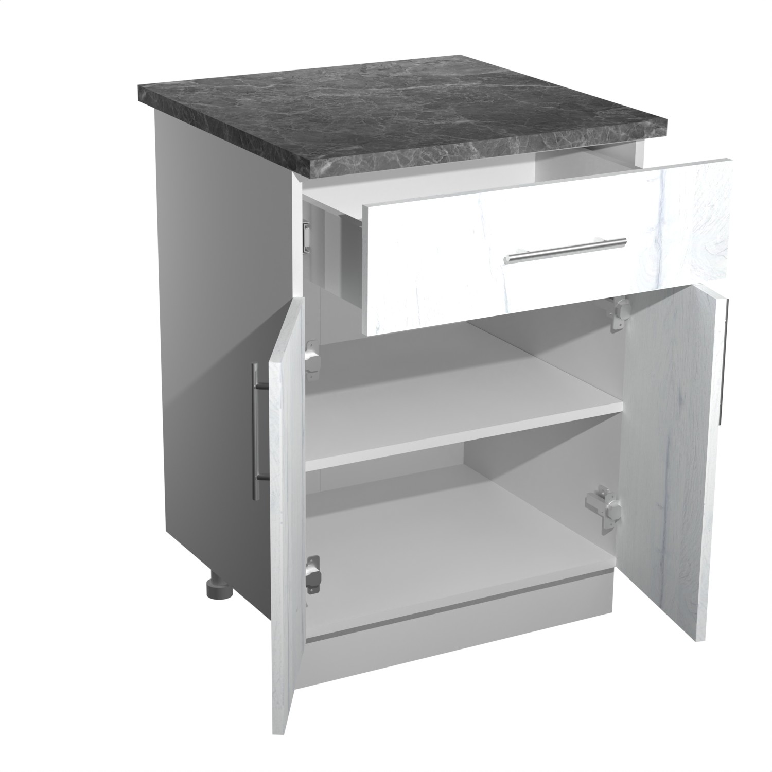 Шкаф напольный 600х850х600 мм BROZEX-WOOD Camellia, с двумя дверцами, с ящиком, графит