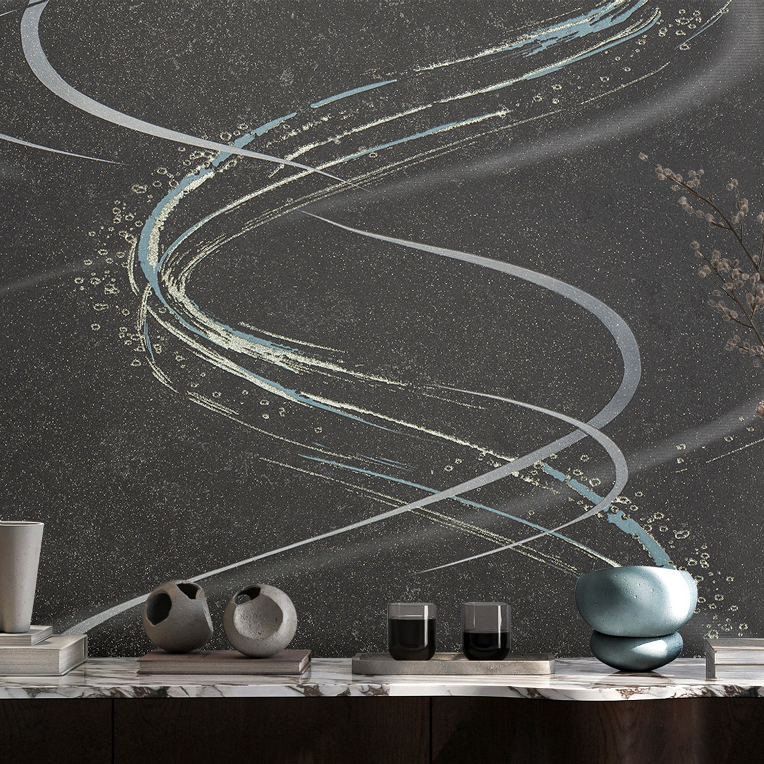 Обои флиз Ateliero Tornado (графит) 589239 1.06*10м *6