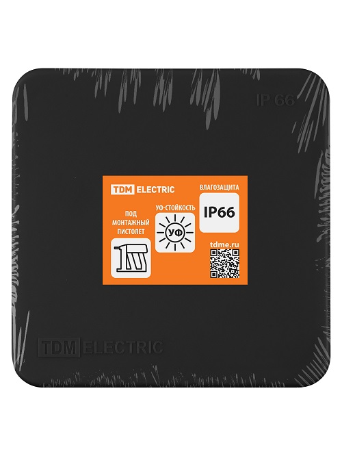 Коробка распаячная 8 вх. ОП 80х80х40мм 2-х комп.черная IP66 TDM SQ1401-2912 инд. штр-код *10/120