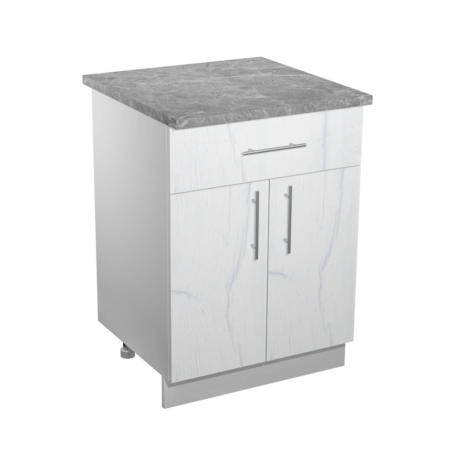 Шкаф напольный 600х850х600 мм BROZEX-WOOD Camellia, с двумя дверцами, с ящиком, серый / юта Шкаф напольный 600х850х600 мм BROZEX-WOOD Camellia, с двумя дверцами, с ящиком, серый / юта