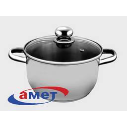 Кастрюля нерж. 3,0л "Славяна" с Теплораспр.дн., Стекл.кр. объем.руч. 1с856 (Аша) *1/6