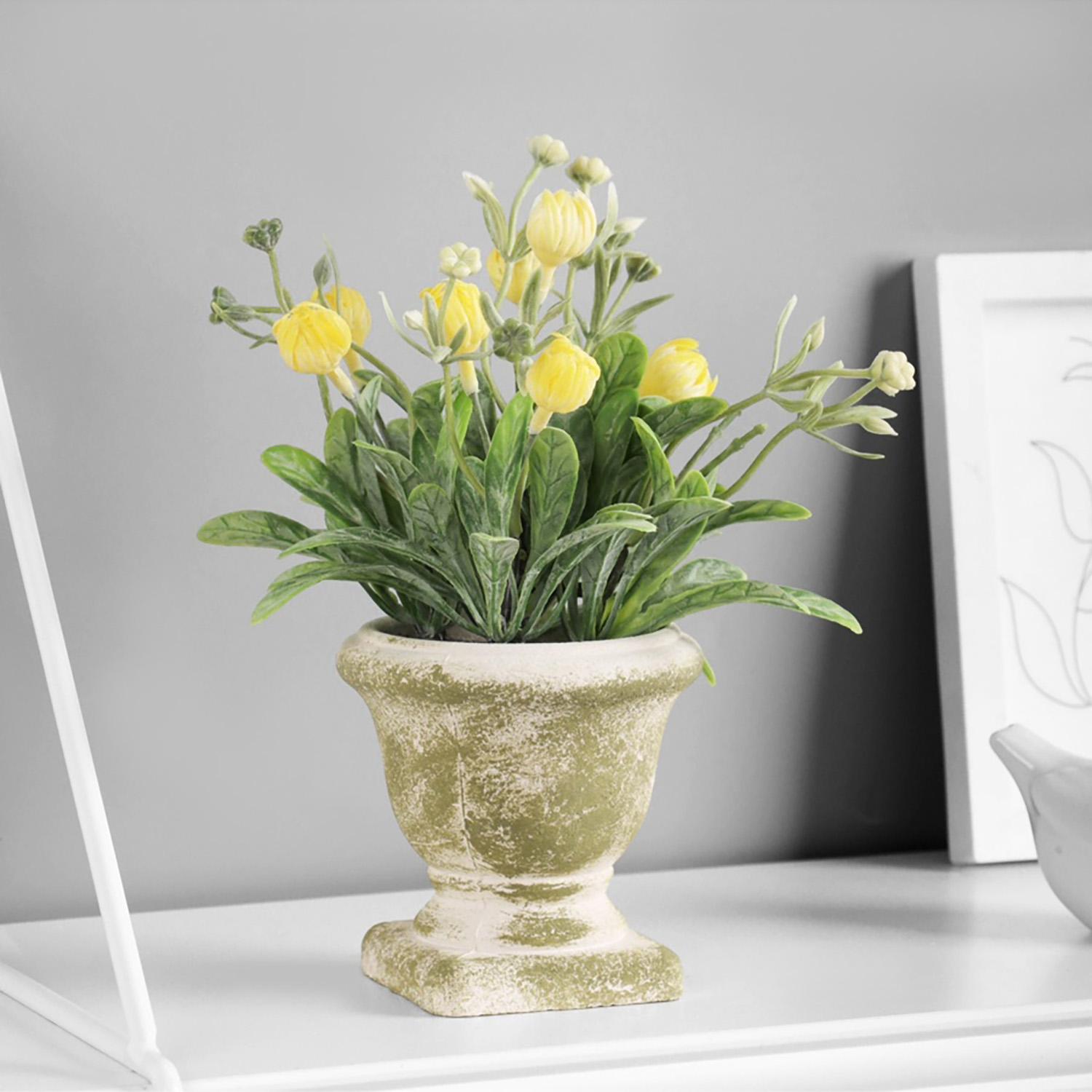 Искусственный цветок в горшке «Краспедия шаровидная», 8×19 см, МИКС