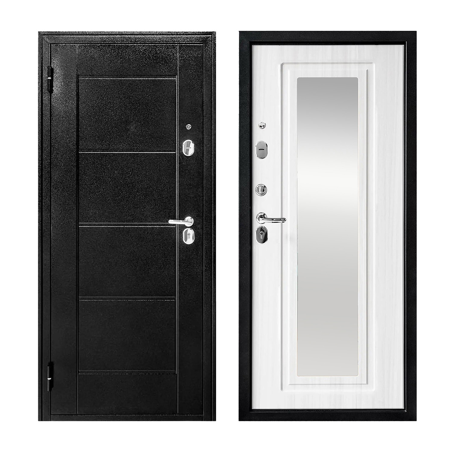 Дверь входная 2050х860х70 мм Форпост, с зеркалом, левая, антик темно-коричневый/лиственница беленая