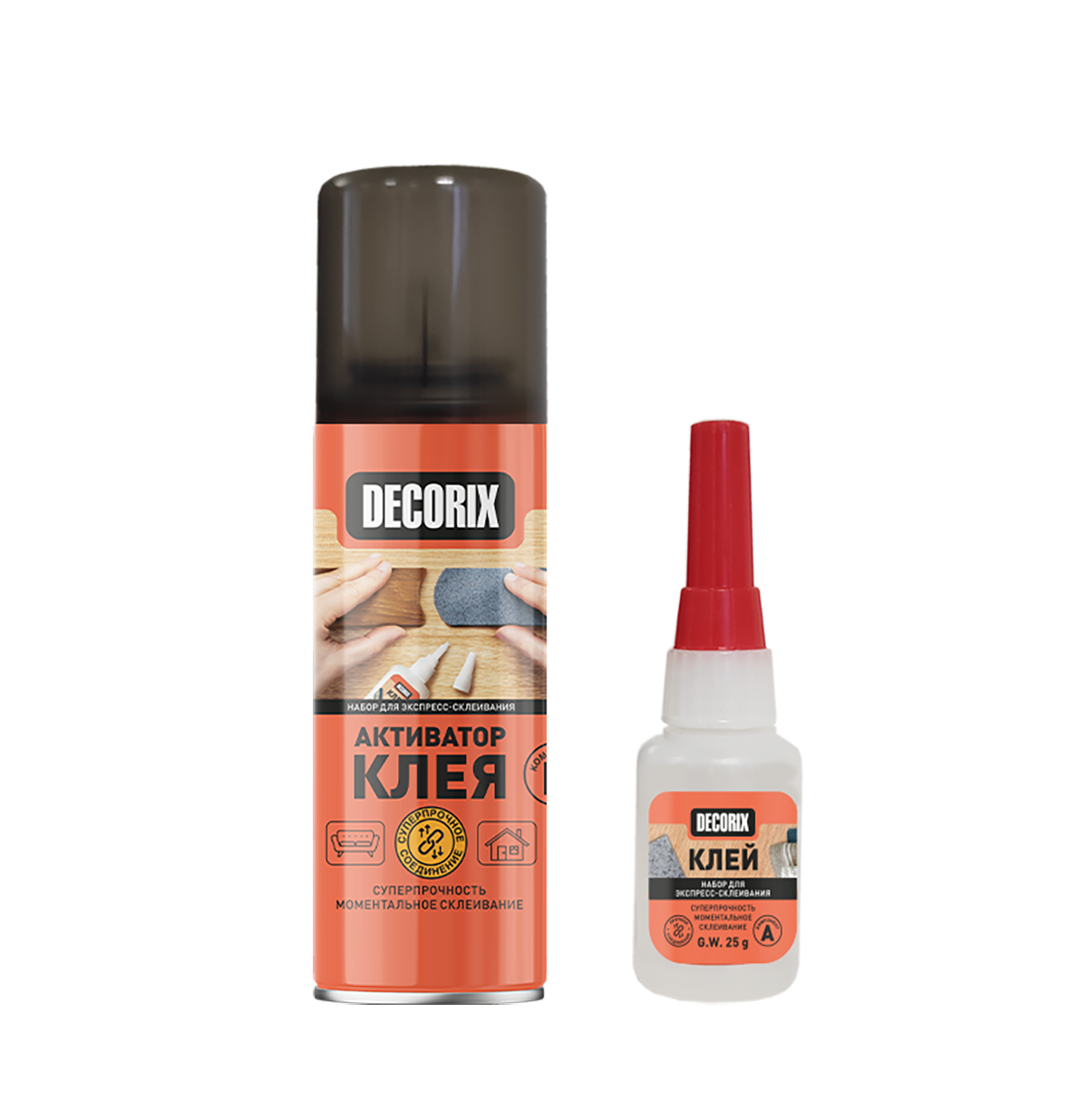 Клей двухкомпонентный для экспресс-склеивания DECORIX (активатор 140 мл+клей 25 г) *1/72 Клей двухкомпонентный для экспресс-склеивания DECORIX (активатор 140 мл+клей 25 г) *1/72