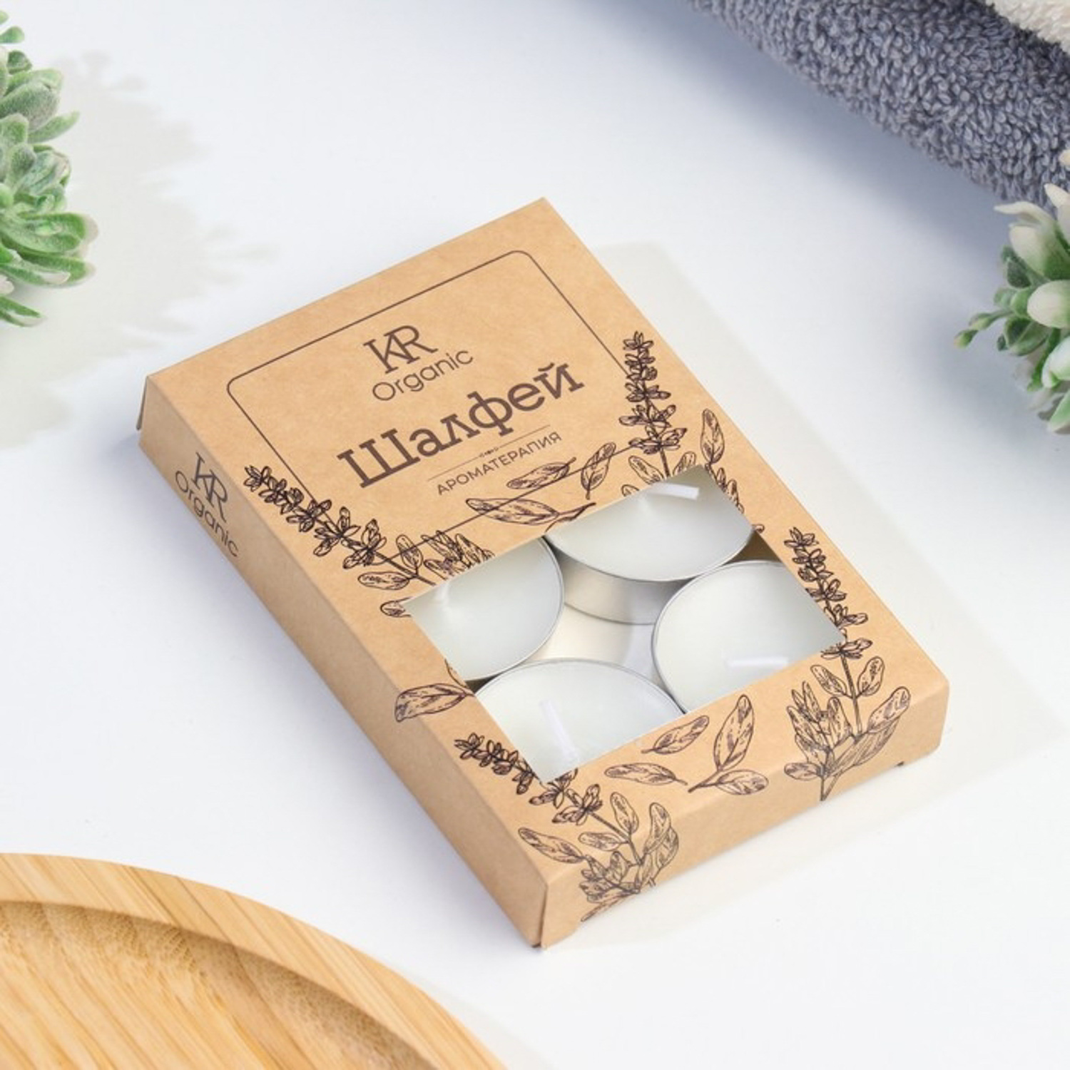 Свеча чайная ароматическая 6 шт.в под.коробке, "Шалфей" 10132774 Свеча чайная ароматическая 6 шт.в под.коробке, "Шалфей" 10132774