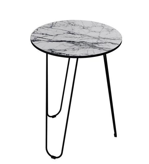 яяяСтол журнальный ДП-1-03-09 Чёрный/Стекло Мрамор белый*1