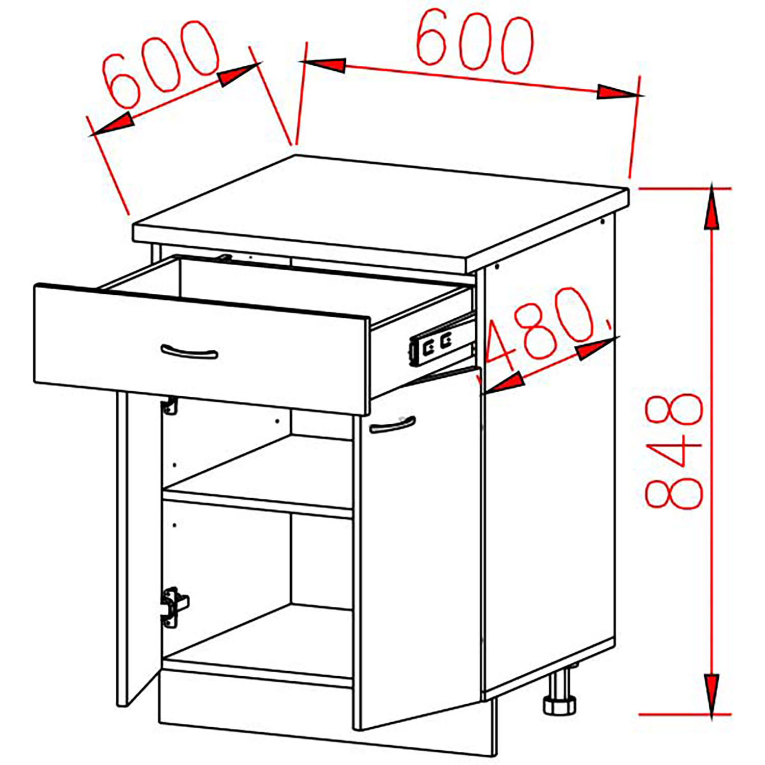 Шкаф напольный 600х850х600 мм BROZEX-WOOD Camellia, с двумя дверцами, с ящиком, серый / юта Шкаф напольный 600х850х600 мм BROZEX-WOOD Camellia, с двумя дверцами, с ящиком, серый / юта
