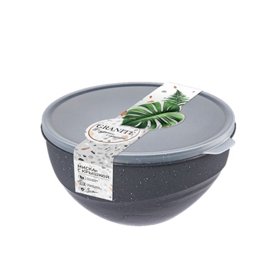 Миска пластм. с крышкой "Granite" 1,0л 160х155х80мм Серый арт.69405 ("Полимербыт) *1/8 Миска пластм. с крышкой "Granite" 1,0л 160х155х80мм Серый арт.69405 ("Полимербыт) *1/8