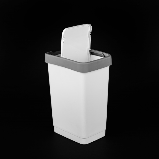 Контейнер д/мусора пластм. с откидной+"плавающей" крышкой 25л Белый М9165 ЗПИ "Альтернатива" *1/3