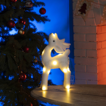 Фигура световая "Белый олень", 18 LED, 30х16х9 см, фиксинг, от батар. (не в компл) 3662100