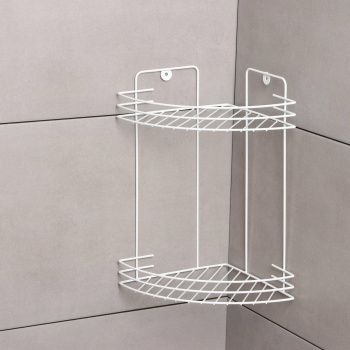 Полка для ванной угловая 2-х ярусная, 19*19*30см, цвет белый 6827803