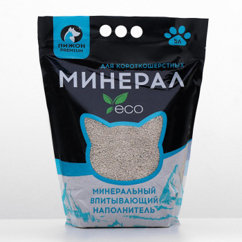 Наполнитель минеральный впитывающий "Пижон Premium", для короткошерстных кошек, 5 л 4881182