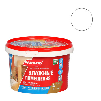 Краска латексная для кухни и ванной 2,5 л PARADE W100 влагостойкая матовая База С *1/144
