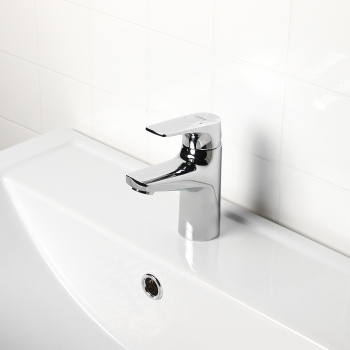 Смеситель для умывальника GROHE BauFlow 23752000, короткий излив, рычажный, без донного клапана