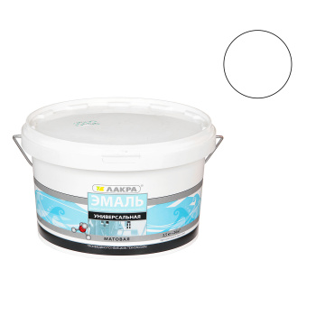 Эмаль акриловая 2.5 кг универсальная ЛАКРА, матовая, белая