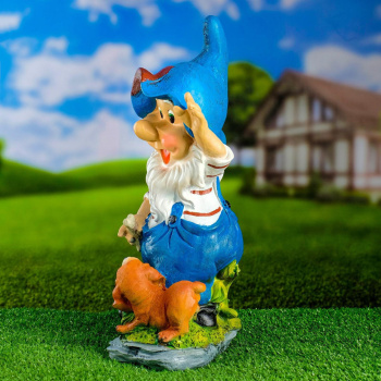 Садовая фигура "Гном со щенком" 22х38см 7025694