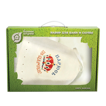 Набор из 3-х предметов (шапка Парюсь по-царски, рукавица, коврик) "Банные штучки", войлок 100% / 5