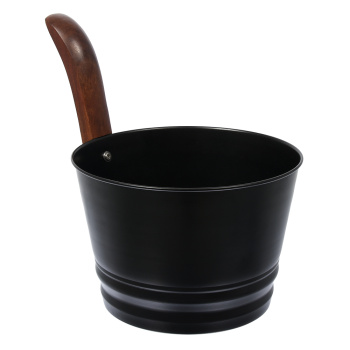 Ковш для бани металл. 4л сталь "Бадья" черная, дерев. ручка "Банные штучки" (41351) *1/4