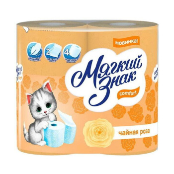 Бумага туалетная Мягкий знак Comfort цветная 2сл 4рул (С94, С77) *24