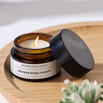 Свеча ароматическая в банке "Красная ягода граната", соевый воск, 12 г   9865842