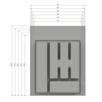Лоток д/столовых приборов пластм. 490х390х45мм (обрезаемый) Серый М8535 (ЗПИ "Альтернатива") *1/10