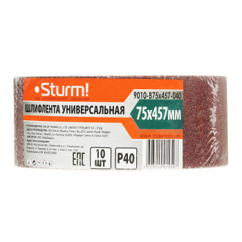 Шлифлента 75*457 № 40 STURM 9010-В75x457-040 (набор 10шт.) *1/5/25