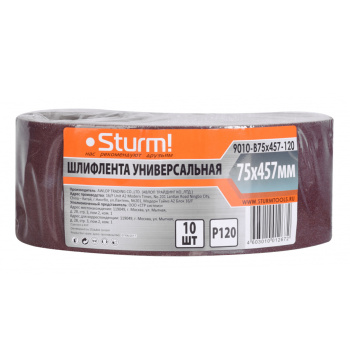 Шлифлента 76*533 №120 STURM 9010-В76x533-120 (набор 10шт.) *1/25