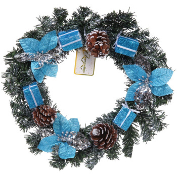 Венок хвойный "Снежное синяие" d-30 см