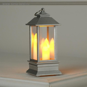 Фигура светодиодная Luazon Lighting «Серебристый фонарь», 13х5.5х5.5 см, 3хLR44, теплый белый