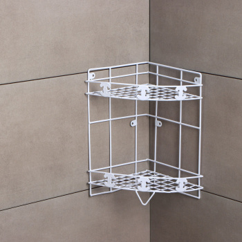 Полка 2х-ярусная угловая, белая 20х20х33 см 131425