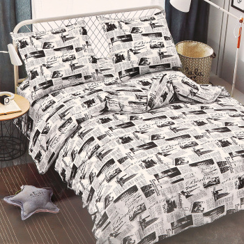 Постельное белье 1,5сп макосатин Amore Mio 24476 Trip белый, наволочки 70*70 - 2шт *1