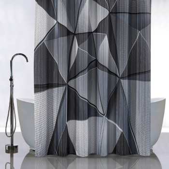 Штора  для ванной "Санакс" п/эстер 180*180см "Серые 3D фигуры"  без колец 01-82 *1/24