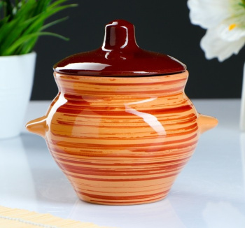 Горшочек для жаркого керамич. 0,5л №5 с ручками (Борисов) *1/18