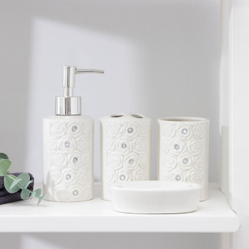 Набор для ванной, 4 предм. (дозатор, мыльница, 2 стакана) 870319