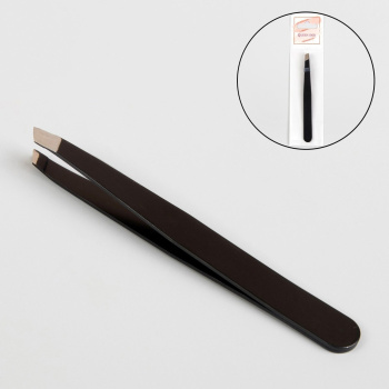 Пинцет широкий, скошенный наконечник, 9,5см, цвет чёрный 1492258