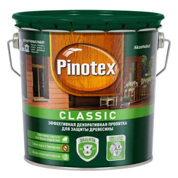 Защитно-декоративное покрытие Pinotex Classic, для древесины, 2.7 л, калужница