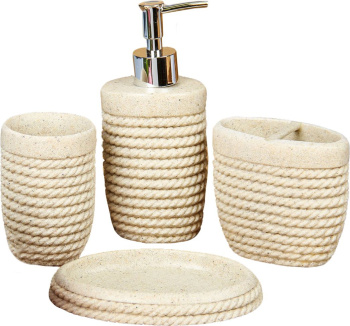 Набор для ванной, 4 предмета (мыльница, дозатор для мыла, 2 стакана) 2369383