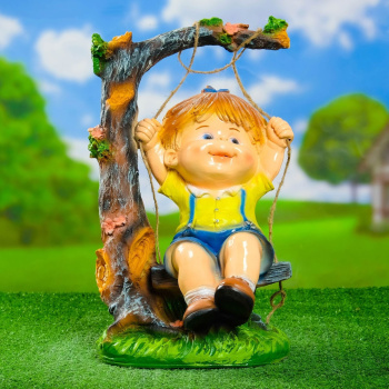 Садовая фигура "Мальчик на качелях" 44см  4074850
