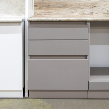 Шкаф напольный 600х850х600 мм BROZEX-WOOD Эрика, с тремя ящиками, грейдж / ясень грей софт