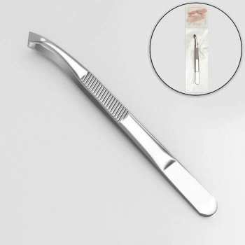 Пинцет №3 скошенный широкий 8,5см серебр пакет QF