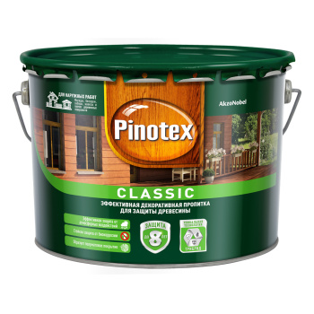 Защитно-декоративное покрытие для древесины рябина 9 л Пинотекс CLASSIC *1