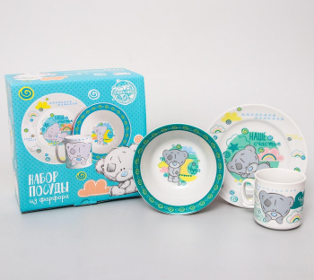 Набор столовый детский 3пр. "Наше счастье" (кружка 200мл,салат. 360 мл, тарел. 17см) (4704367) *1/20