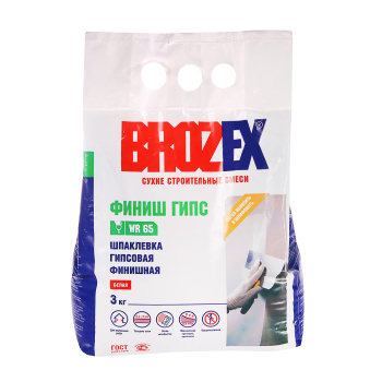 Шпаклевка гипсовая BROZEX Финиш Гипс WR 65, 3 кг, белый