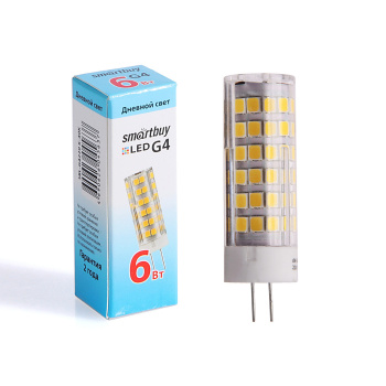 Лампа светодиодная Smartbuy, G4, капсула, 220 В, 6 Вт, 480 Лм, 4000 К, нейтральный белый
